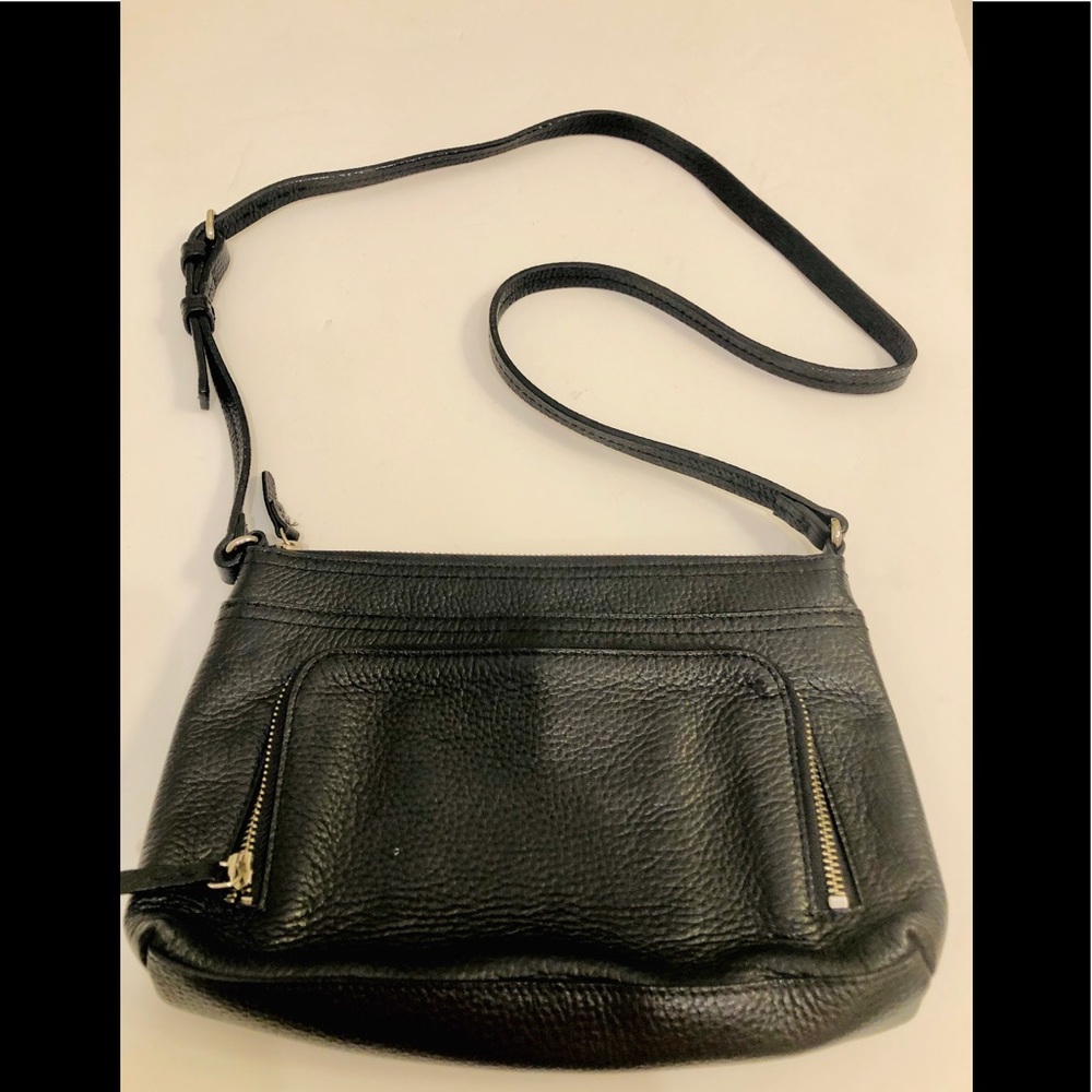 NORDSTROM COBBLED LEATHER crossbody black bag